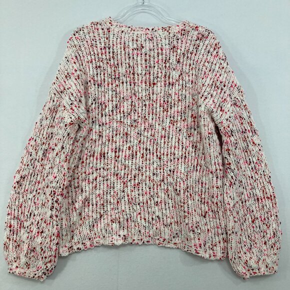 New Crown & Ivy Large Pink White Speckled Soft Slouchy Cozy Sweater - Picture 8 of 9